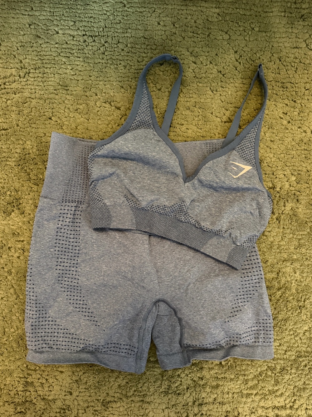 Gymshark Blue Sports Bra and Short Set